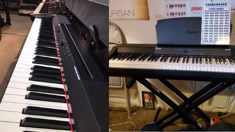 Both pianos are equipped with the same hammer action, keys, and touch sensitivity
