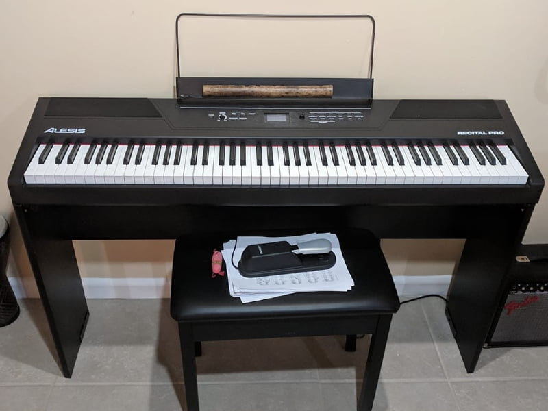 Alesis Recital Pro keyboard with weighted keys, stand and bench included