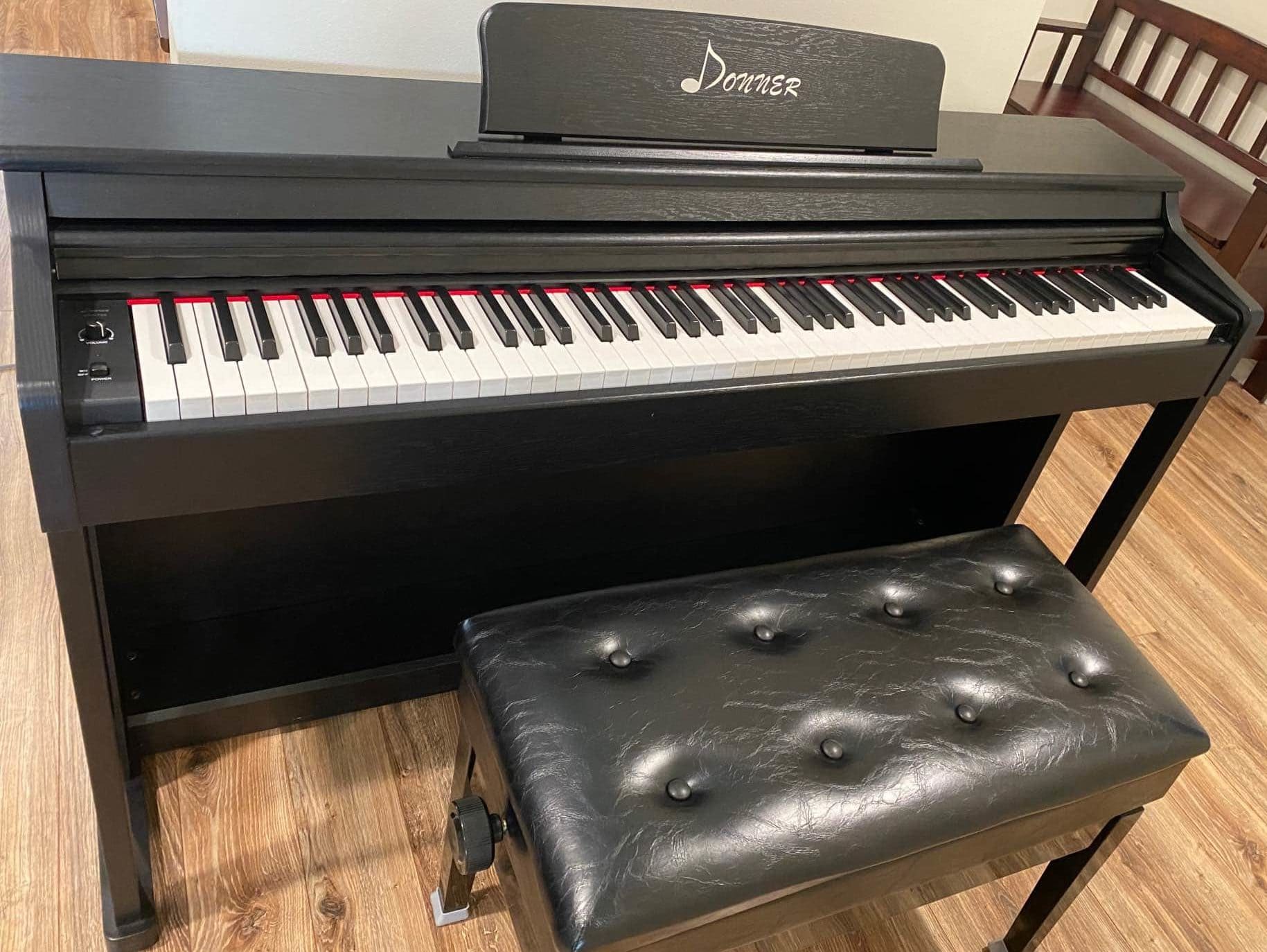  Donner DDP-100 Digital Piano + Donner Duet Piano Bench